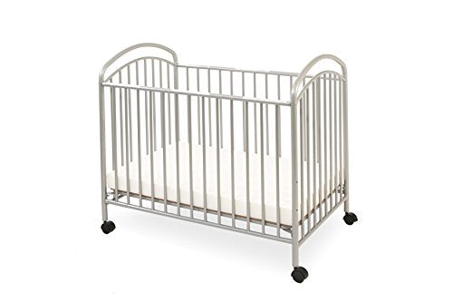 LA Baby Classic Arched Compact Size Metal Non-Folding Crib, Pewter